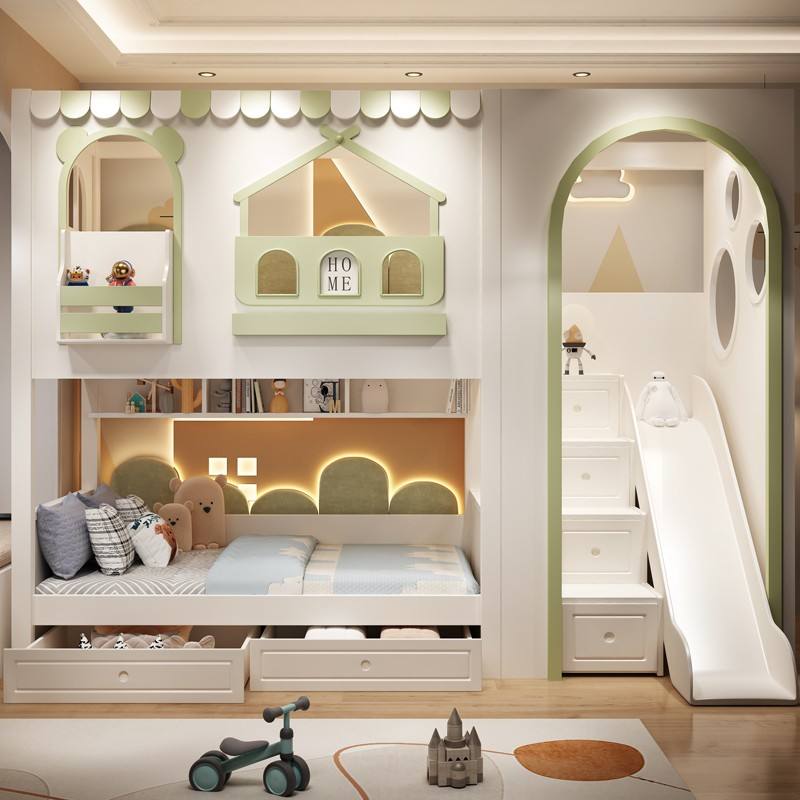 High-quality solid wood girls’ wooden bunk beds for bedroom