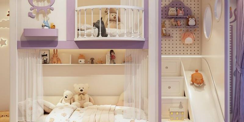 High-quality solid wood girls’ wooden bunk beds for bedroom