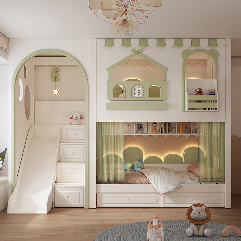 High-quality solid wood girls’ wooden bunk beds for bedroom