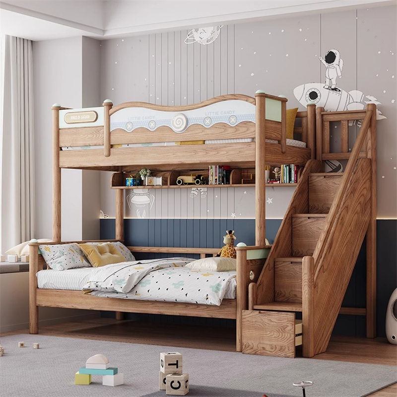 Custom solid wood children’s wooden bunk beds for bedrooms