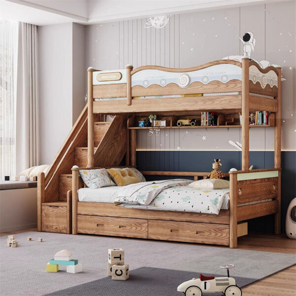 Custom solid wood children’s wooden bunk beds for bedrooms