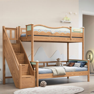 Custom solid wood children’s wooden bunk beds for bedrooms