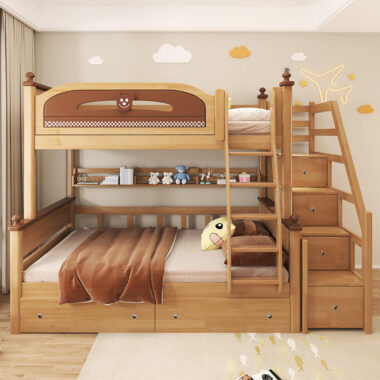 Custom solid wood children’s wooden bunk beds for bedrooms