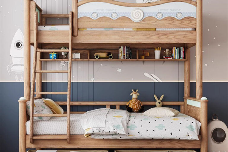 Custom solid wood children’s wooden bunk beds for bedrooms