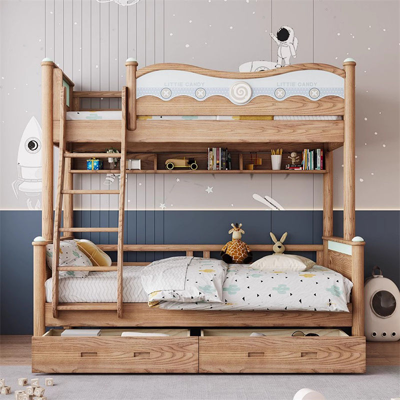 Custom solid wood children’s wooden bunk beds for bedrooms