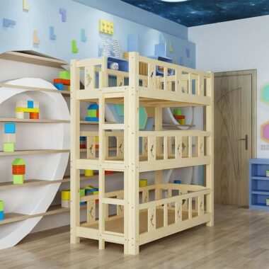 Wooden triple bunk beds for kindergarten nap rooms