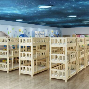 Wooden triple bunk beds for kindergarten nap rooms