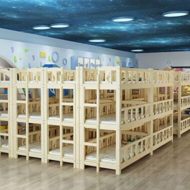 Wooden triple bunk beds for kindergarten nap rooms