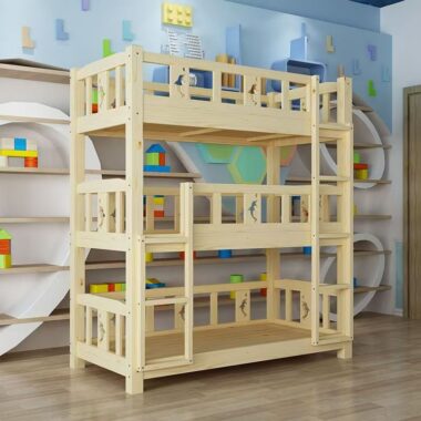 Wooden triple bunk beds for kindergarten nap rooms
