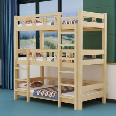 Wooden triple bunk beds for kindergarten kids