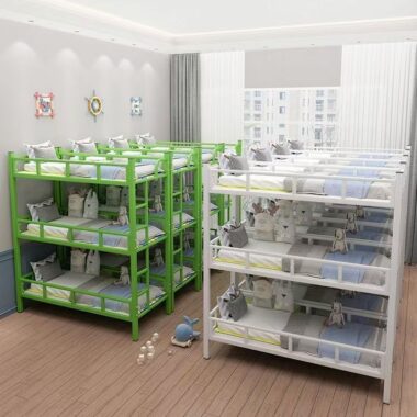 Kids colorful triple bunk beds for daycare centers