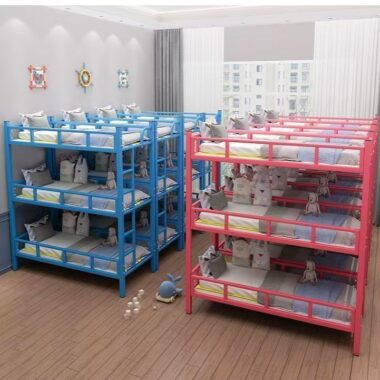 Kids colorful triple bunk beds for daycare centers