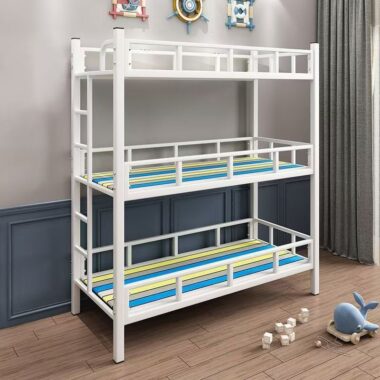 Kids colorful triple bunk beds for daycare centers