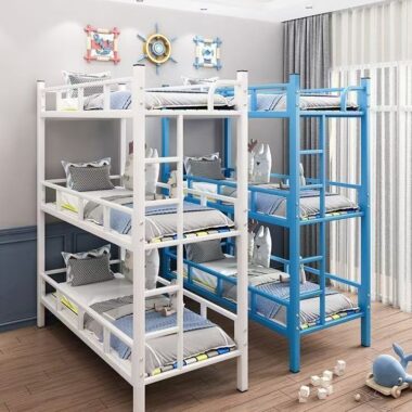 Kids colorful triple bunk beds for daycare centers