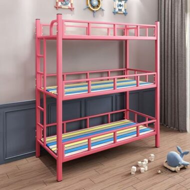Kids colorful triple bunk beds for daycare centers