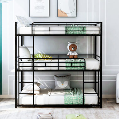Modern metal frame triple bunk beds for adults
