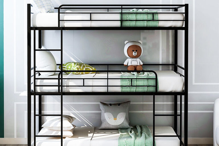 Modern metal frame triple bunk beds for adults