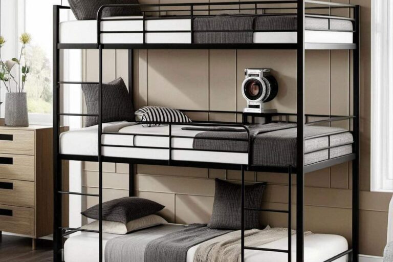 Modern metal frame triple bunk beds for adults