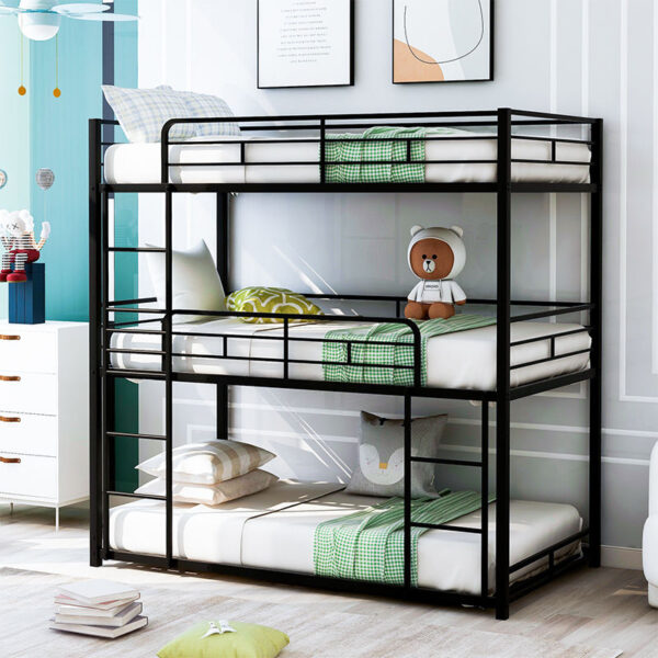 Modern metal frame triple bunk beds for adults