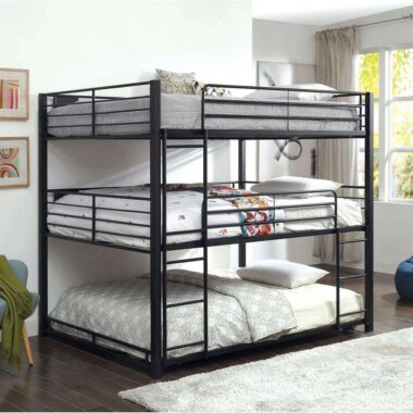 Modern metal frame triple bunk beds for adults