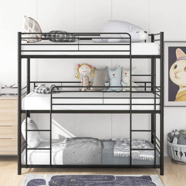 Modern metal frame triple bunk beds for adults