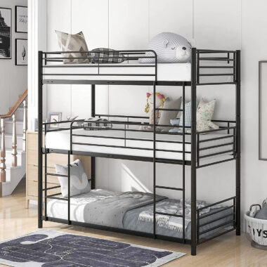 Modern metal frame triple bunk beds for adults