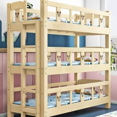 Solid wood triple bunk beds for kindergarten nap rooms