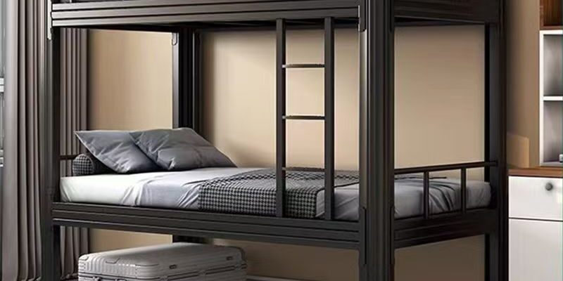 Heavy-duty metal bunk beds for dormitory housing