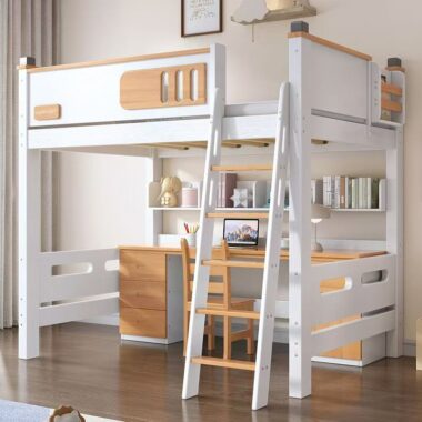 Solid wood multifunctional loft beds with storage