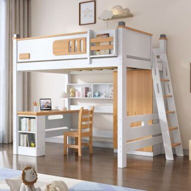 Solid wood multifunctional loft beds with storage