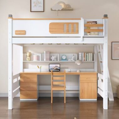 Solid wood multifunctional loft beds with storage