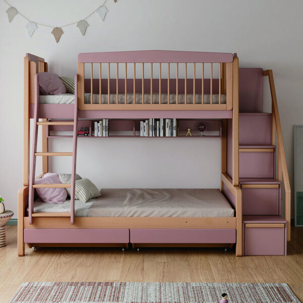 Eco-friendly solid wood bunk beds for children