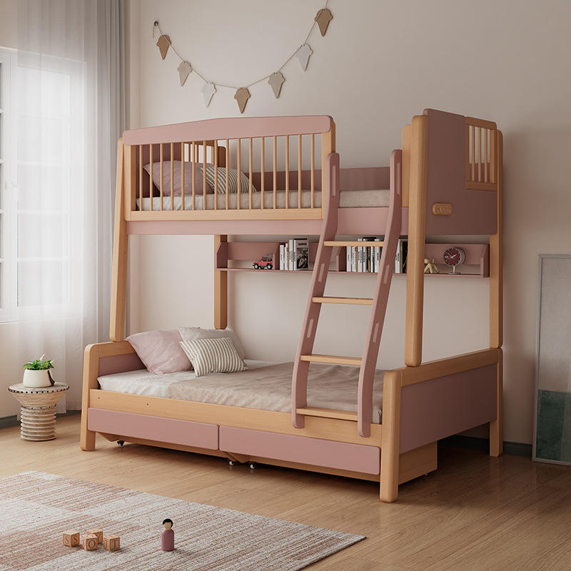 Eco-friendly solid wood bunk beds for children