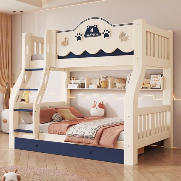 Modern colorful eco-friendly solid wood bunk beds for kids