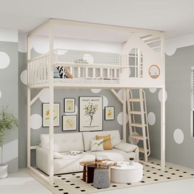 Nordic iron multifunctional loft beds for small homes