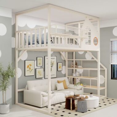 Nordic iron multifunctional loft beds for small homes