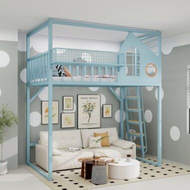 Nordic iron multifunctional loft beds for small homes