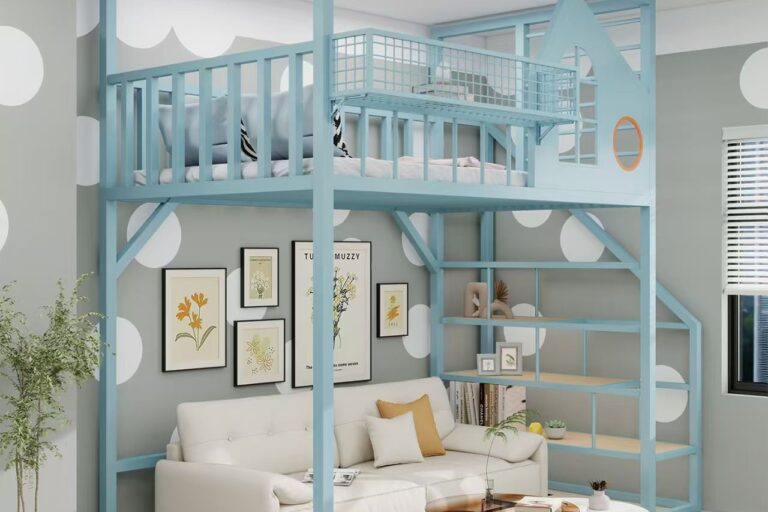 Nordic iron multifunctional loft beds for small homes