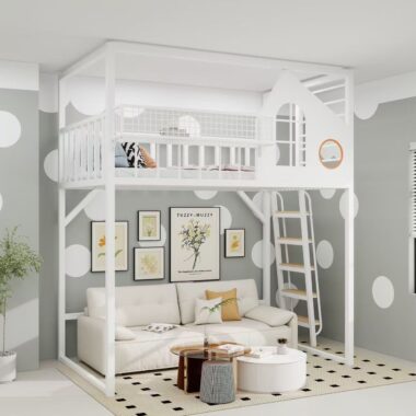Nordic iron multifunctional loft beds for small homes