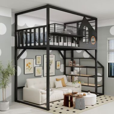 Nordic iron multifunctional loft beds for small homes