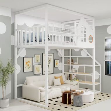 Nordic iron multifunctional loft beds for small homes