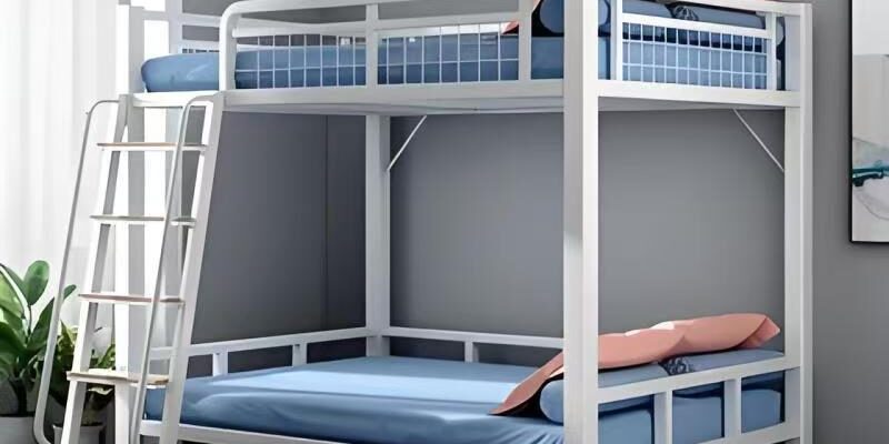 Space-saving adult metal bunk beds for small apartments