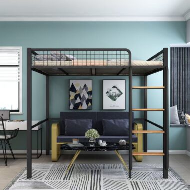 Metal loft beds for small apartment spaces