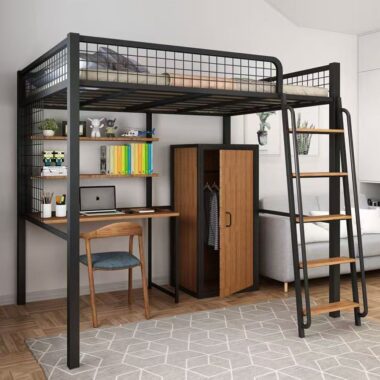 Metal loft beds for small apartment spaces