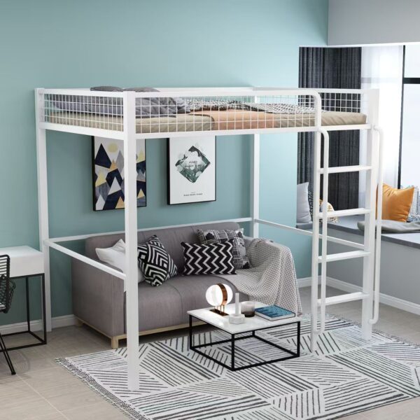 Space-saving iron loft beds for apartments and dorms (3) Metal loft beds for small apartment spaces