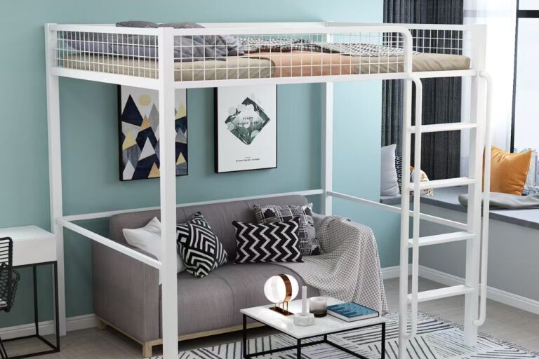 Metal loft beds for small apartment spaces