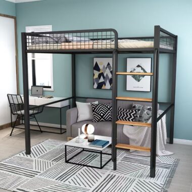 Metal loft beds for small apartment spaces