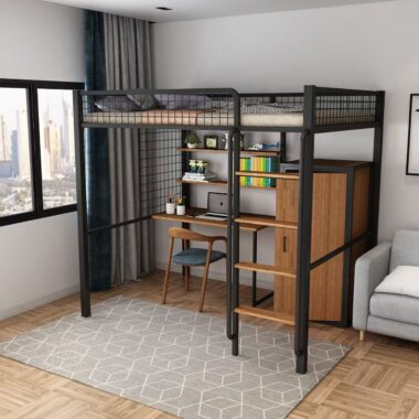 Metal loft beds for small apartment spaces