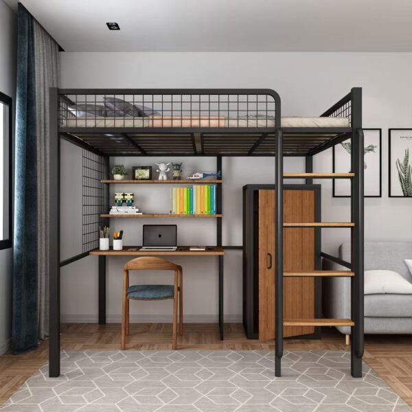 Metal loft beds for small apartment spaces