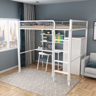 Metal loft beds for small apartment spaces